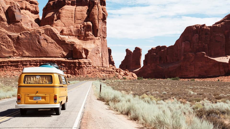 Highway corridor through open landscape